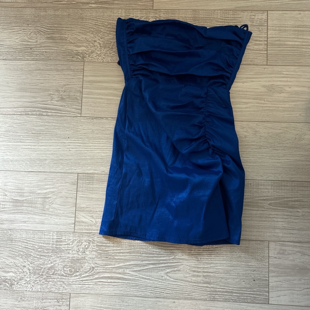 Lucy in the Sky Blue Ruched Strapless Bodycon Dress